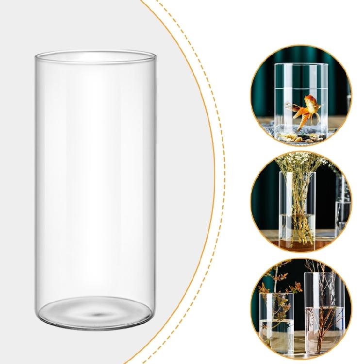Support de bougie en verre transparent Vase cylindrique en verre Porte-bougie Créez un décor unique pour la décoration de la chambre à coucher, du bureau