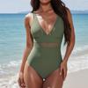 Swimsuit for Women Deep V Neck Mesh Panel Bathing Suit Tummy Control Backless Swimwear Beachwear