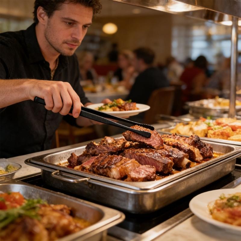 Set of 3 Kitchen Tongs Stainless Steel Easy to Clean Long Tweezer for Cooking Heat Resistant Easy Grip for Handling