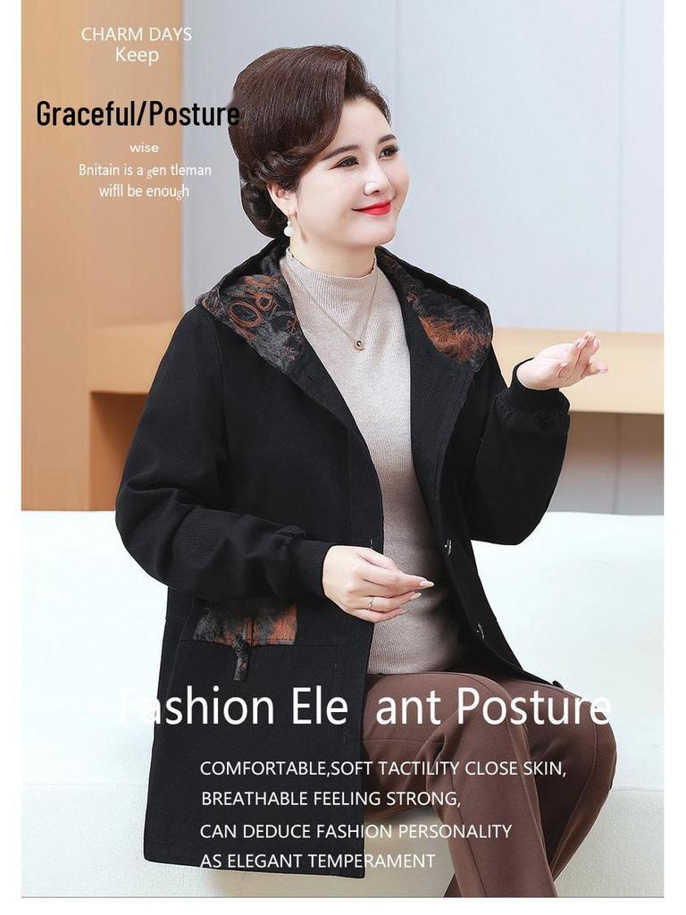 Stilvolle Denimjacke in Übergröße für Frauen mittleren Alters und ältere Frauen - Langärmlig, Herbstmode, Passt bis zu 200 Jin