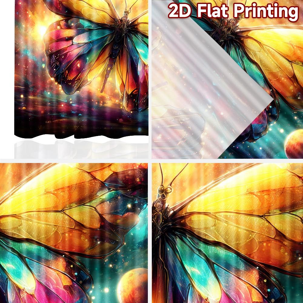2D Flachdruck 2 Stück Szenenvorhänge Kosmischer Schmetterling Galaxie Weltraum Digitalbedruckte Polyester Vorhänge Festlicher Feiertagsgebrauch für