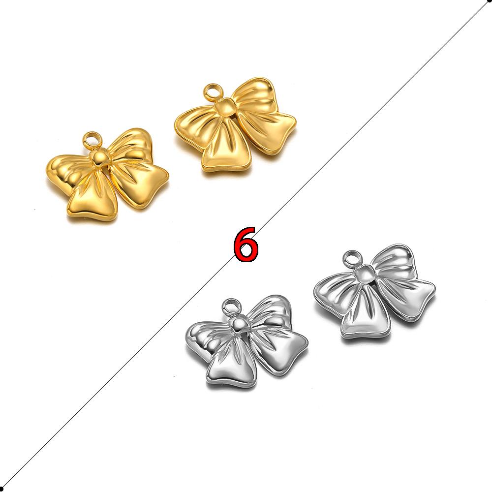 5pcs Stainless Steel Bow Knot Cute Fashion Summer Series Simple Style Pendants for Necklace Earrings Making Handmade DIY Jewelry
