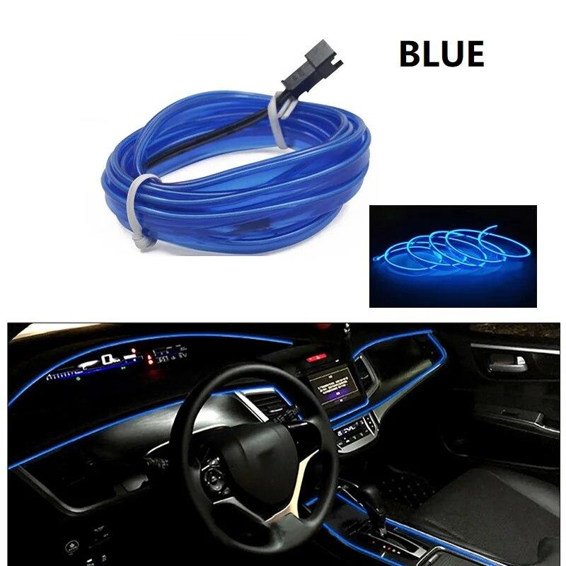 Auto-Innenraum-LED-Leuchten mit flexiblen Neonlichtern mit USB-Zigarettenanzünder 1M/3M/5M heißer Stil Umgebungs-LED-Leuchten LED Ice Blue