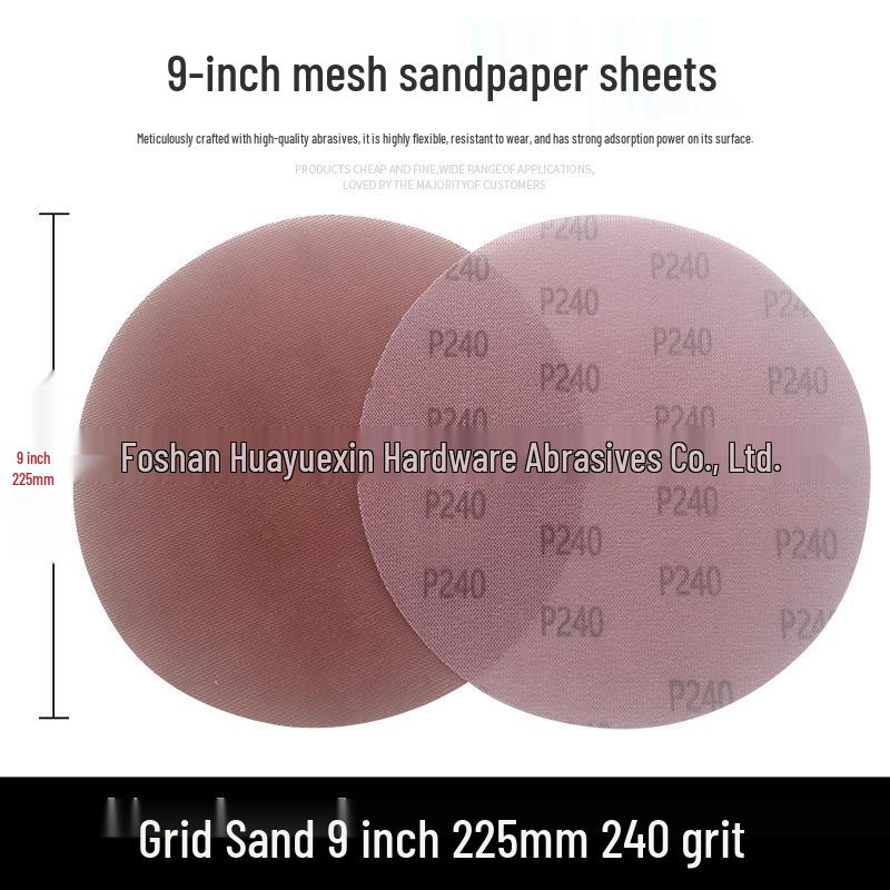 9-inch Flocked Mesh Sandpaper Disc for Woodworking & Furniture Polishing
