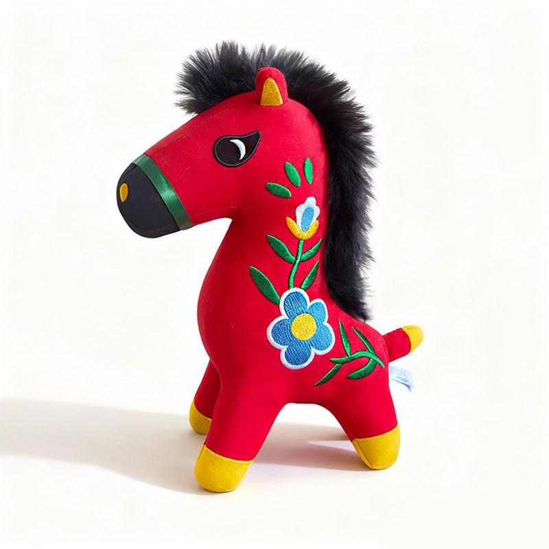 Traditionelles Plüschtier zum Jahr des Pferdes mit Stickerei und PP-Baumwolle für Geschenk und Dekoration