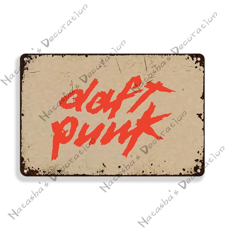 Daft Punk Vintage Poster Rock Music Metal Sign Retro Poster Metal Plaque Pub Bar Club Bedroom Decorative Plate Music Wall Decor