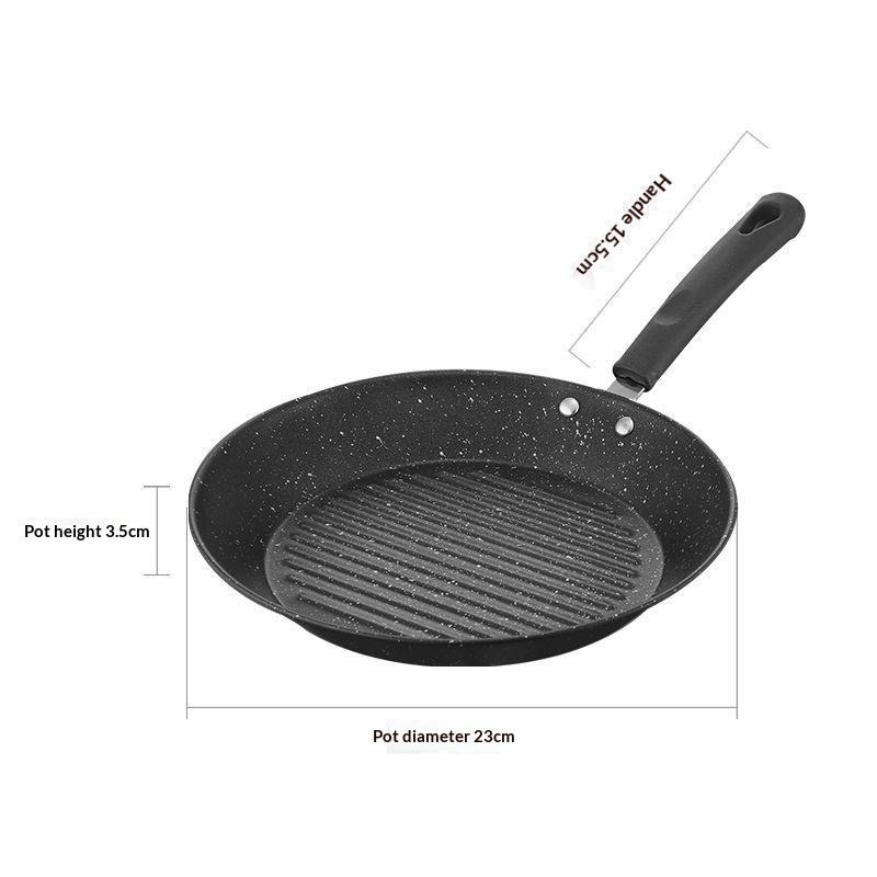 Non Stick 3 4 Hole Egg Frying Pan Wooden Handle Multi Section Skillet for Home Breakfast or Burger Making