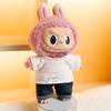 17cm Cute Mini Plush Doll's Clothes Outfit Accessories For Labubu Idol Dolls Striped T-shirt And Rolled Jeans Two-piece Set Gift