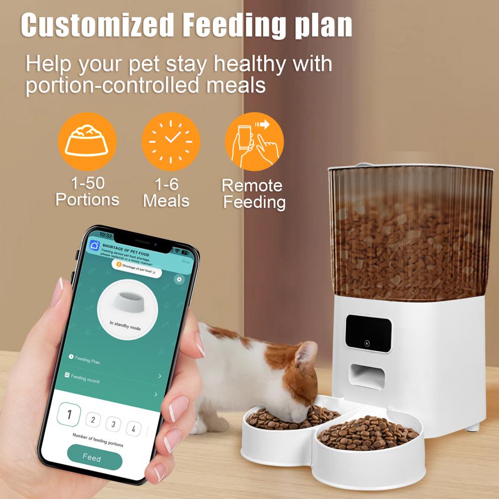 5L Double Bowls Smart Automatic Cat Feeder With WiFi APP Remote Control Cat Food Dispenser Pet Smart Recorder Auto Feeder Dog