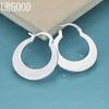 925 Sterling Silver Fashion Gift 25mm Moon-Shaped Pierced Earrings Wedding Jewelry