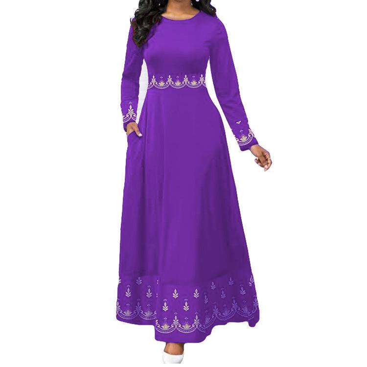 Retro Print High Waist Maxi Dress for Women