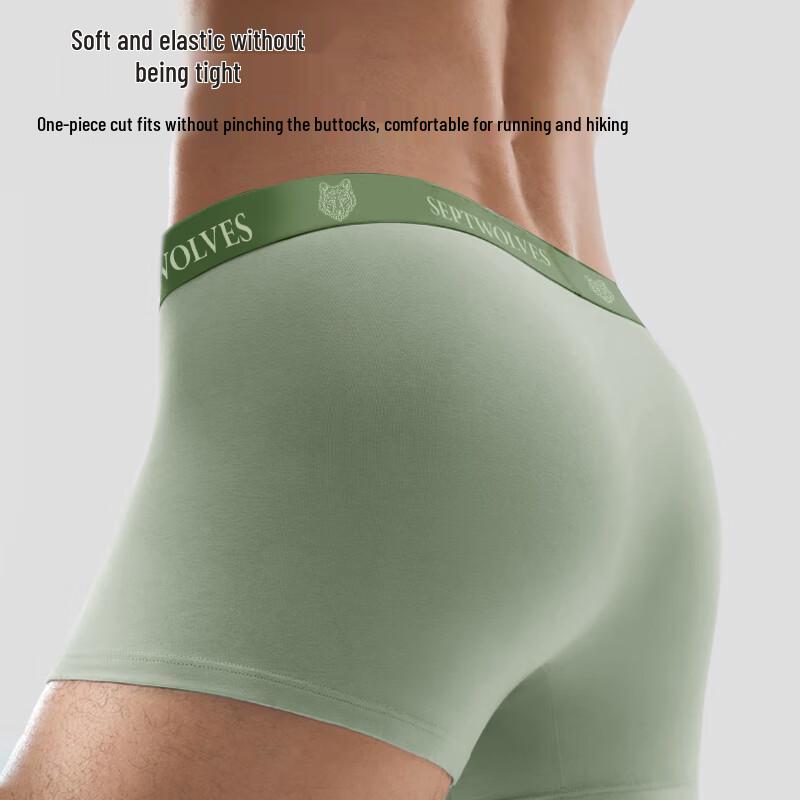 SEPTWOLVES Men's Mulberry Silk Antibacterial Seamless Boxer Briefs