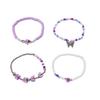 Purple Butterfly Flower Beaded Bracelet - Women's Bohemian Multi-layer Stackable Hand Jewelry.