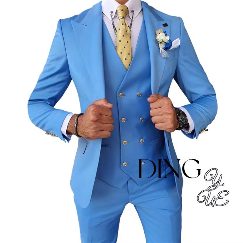 Korean Style Men's Three-piece Suit for Wedding or Business