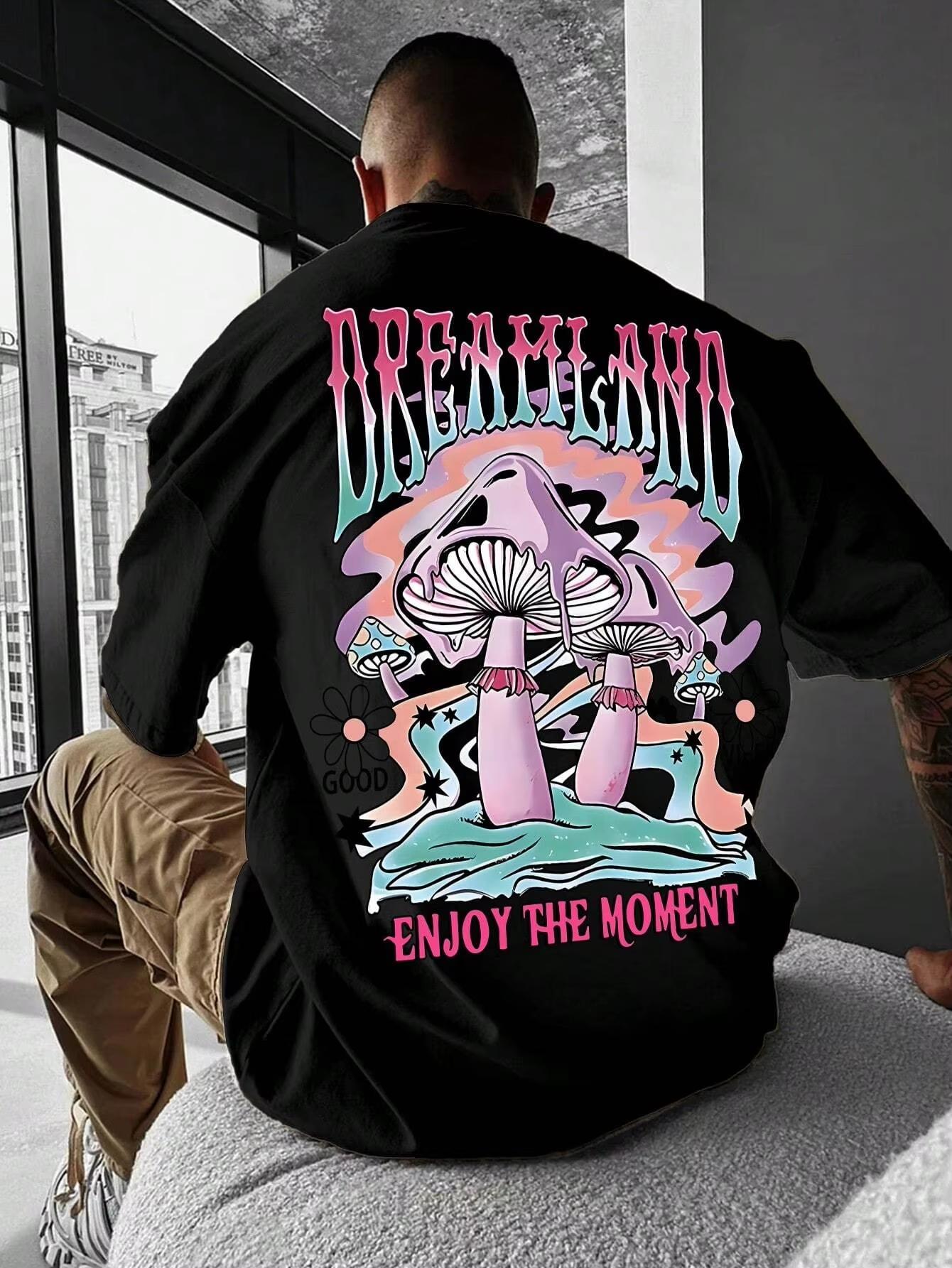 

Mushroom Men Women Unisex Cotton T-shirt Luxury Brand Big Size Top Casual Short Sleeve Streetwear Classic Back Print Tee S-4XL S