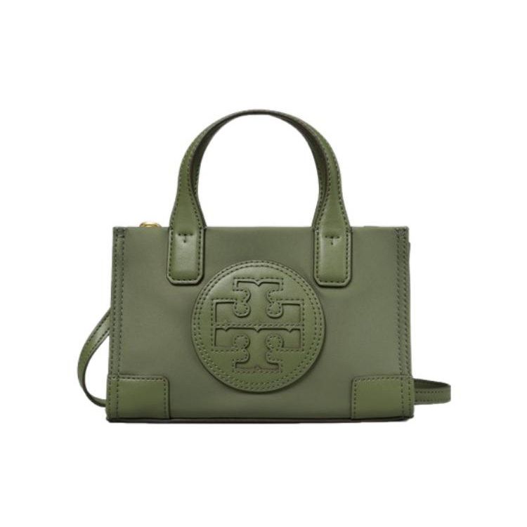 

Tory Burch Ella Rolled Brass Accessories Double T Logo Patch Eco-Friendly Nylon Tote Bag Shopping Bag Shoulder Handbag Mini Women tote Green 88589-300 Basic Set (Bag+Dust Bag)