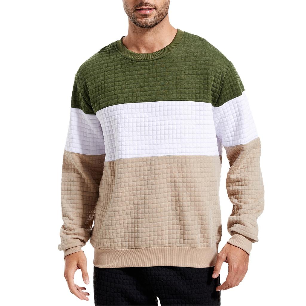 Herren Lockerer Farbblock Kapuzenloser Pullover Herren Lässige Mode Sport Kapuzenloser Pullover