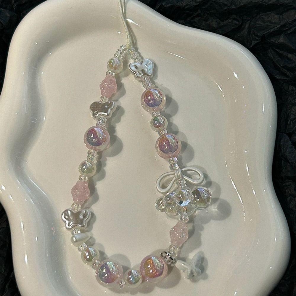 Star Beads Phone Wrist Strap Hanging Rope Cellphone Lanyard Butterfly Phone Chain Phone Case