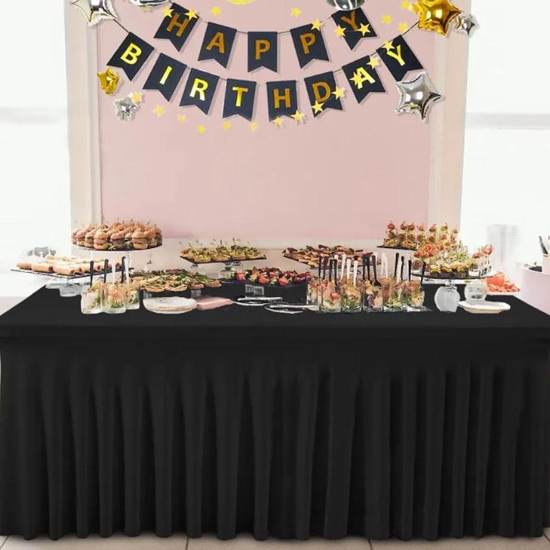 6FT Rectangular Stretch Table Cover with Jellyfish Skirt for Weddings and Banquets
