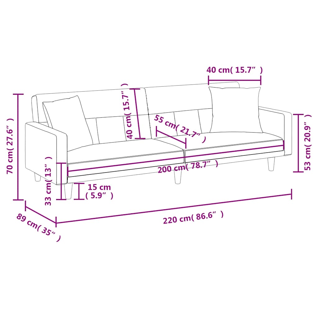 Sofa Bed with Cushions Cream Fabric