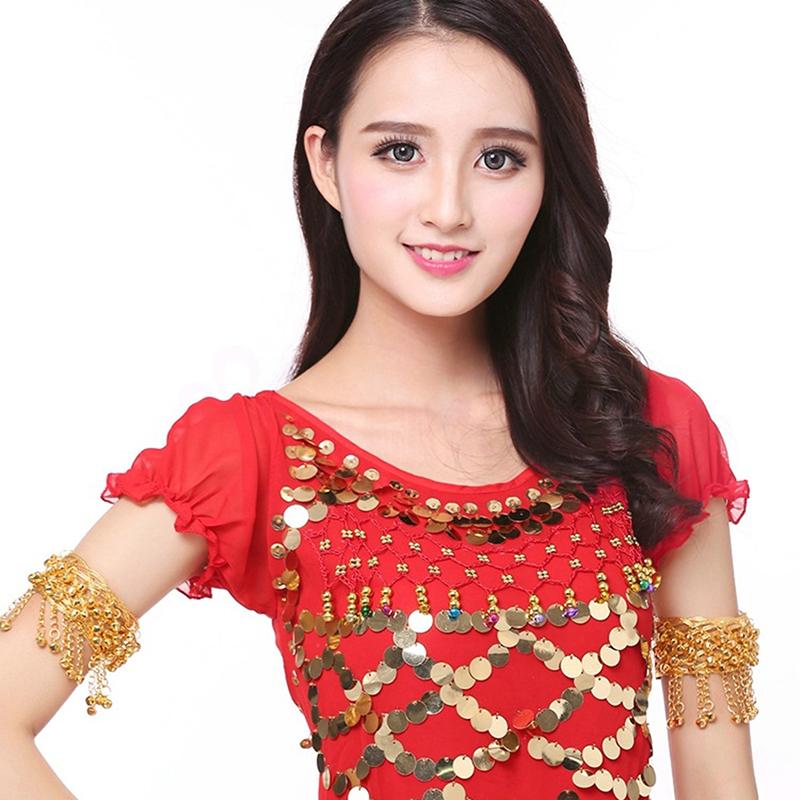 Mode Bauchtanz Gold Armband Ethnischer Tanz Metallglocke Armkette Bekleidung Glocke Armring Indischer Tanz Aufführungszubehör