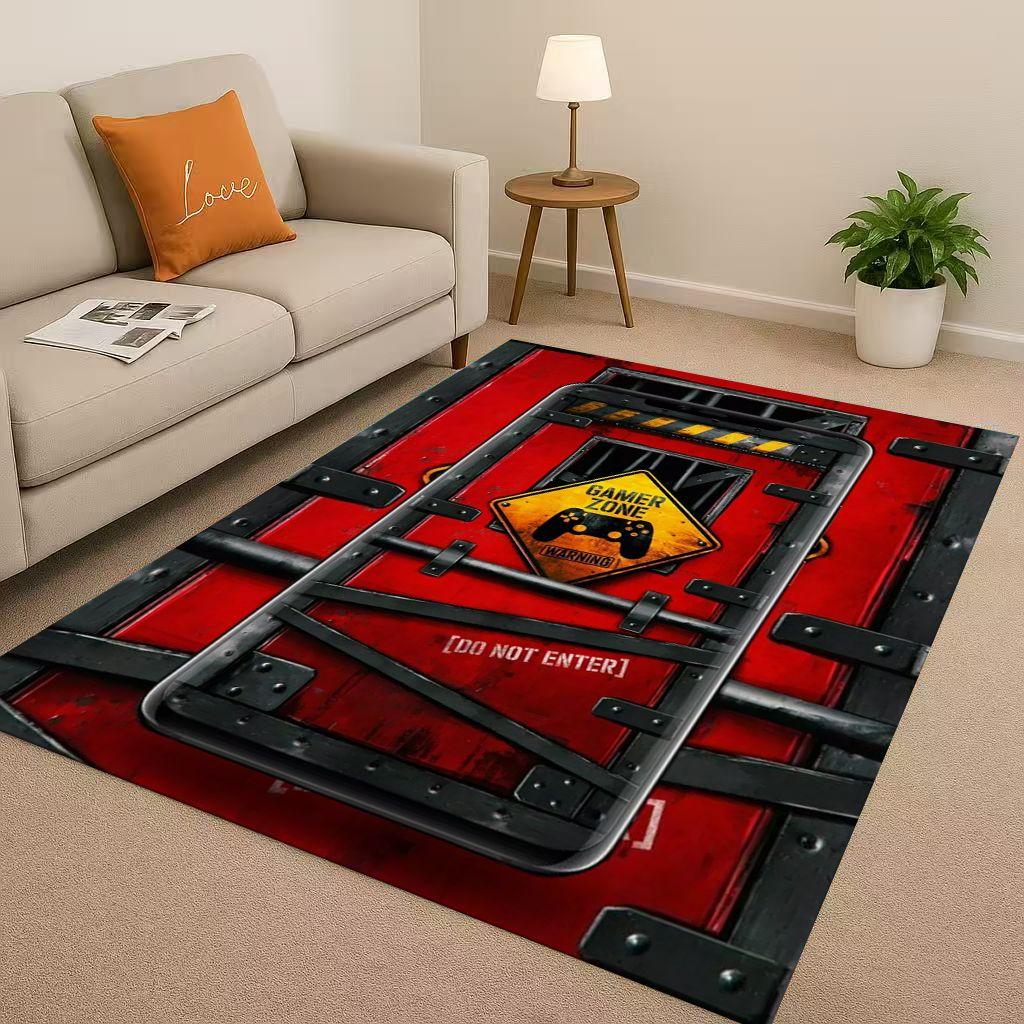 Retro Game Zone Sign Gamer Controller Living Room Non-Slip Area Rug Carpet for Bedroom Kids Playroom Sofa,Home Decor Doormat
