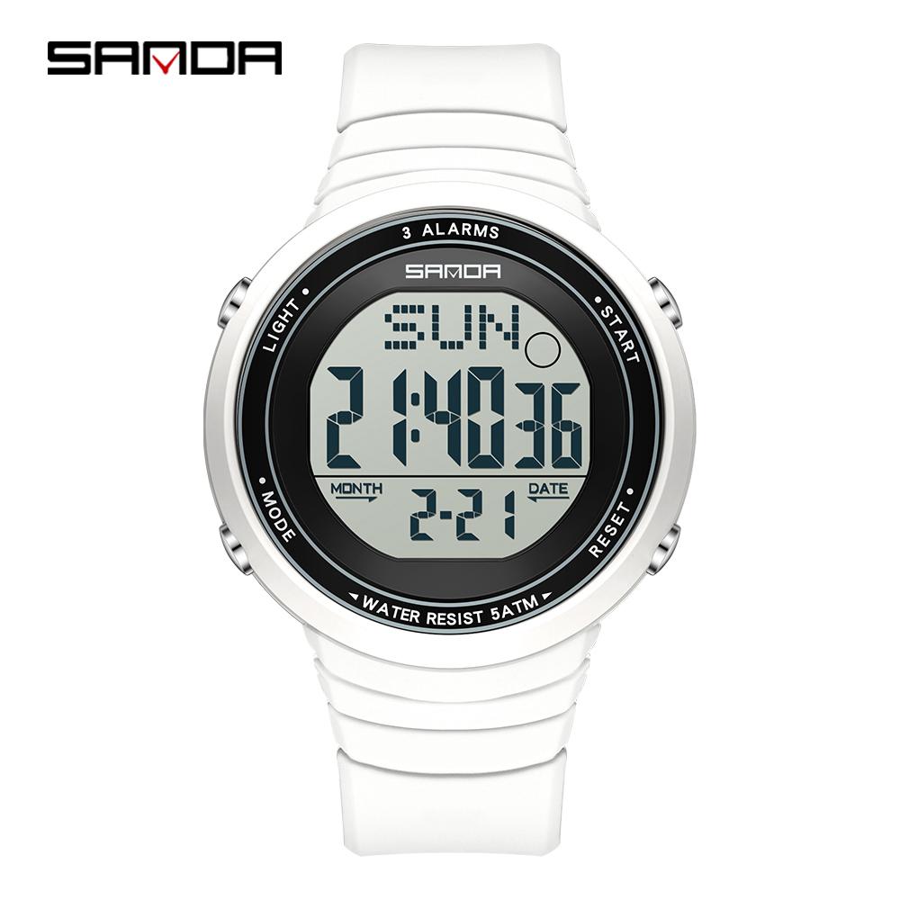 SANDA New 9073 Fashion Student Electronic Watch with Large Dial Waterproof LED Student Digital Electronic Watch