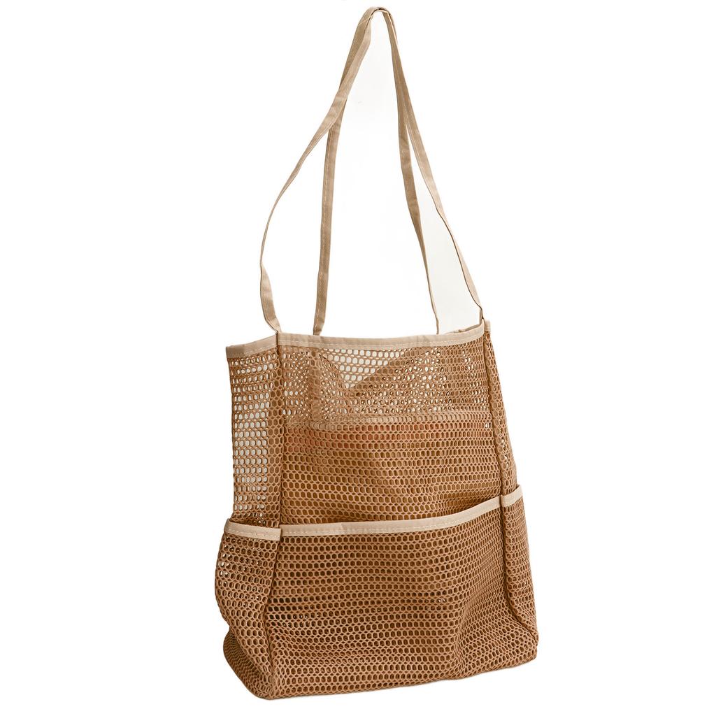 Mesh Beach Handbag Multiple Large Capacity Shoulder Bag for Travel Swimming Pool Picnic Camping