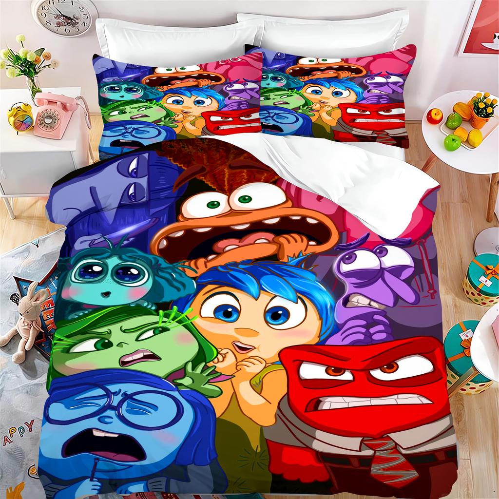 Inside Out Cartoon Duvet Cover Set, 100% Polyester, Cozy Home Bedding, Perfect Gift For Kids Bedroom
