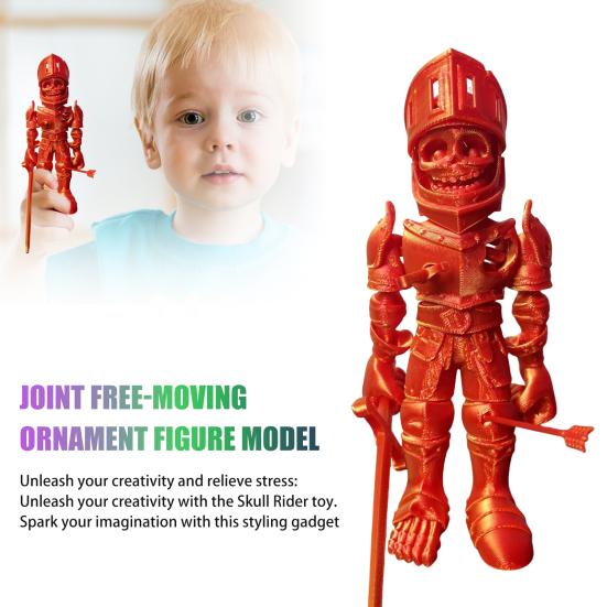 3D Printed Skeleton Knight Figurine Movable Joints Halloween Spooky Skeleton Warrior Articulated Skeleton Soldier Model Toy Desktop Decoration