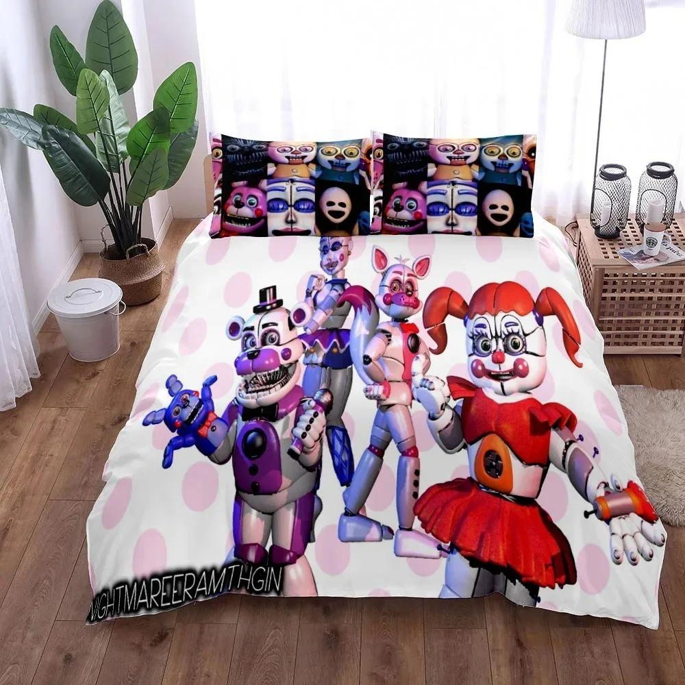 Cartoon Freddy Bedding Set Duvet Cover Pillowcase Bedroom Decor for Boys and Girls Birthday Gift Available In Single Double and