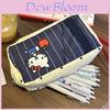 Hello Kitty Blue White Line Cat Pencil Case With Oxford Fabric Large Capacity For Girls And School Supplies