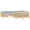Vidaxl 10-Cz. Garden Lounge Set, Grey Cushions, Pine
