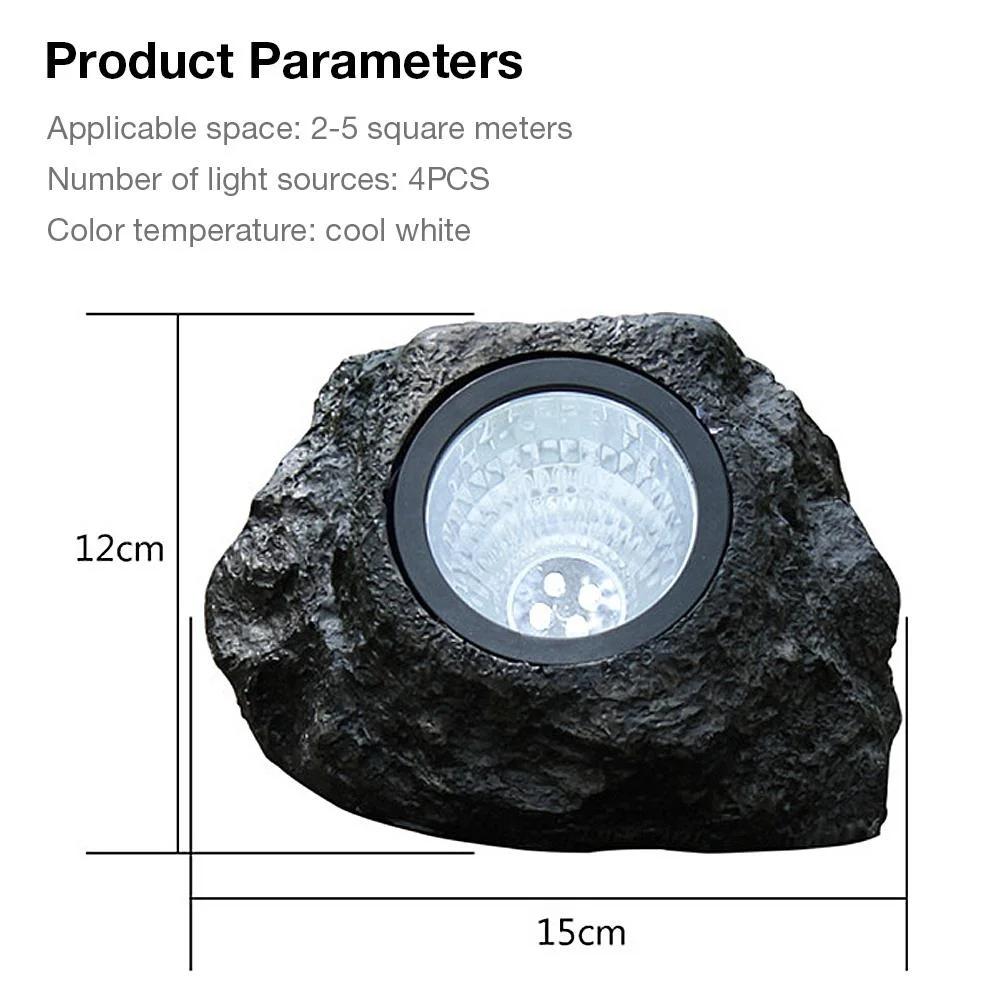 4 LED Solar Warm Light Imitation Stone Landscape Lamp - Waterproof Outdoor Courtyard Spotlight for Landscape Lighting