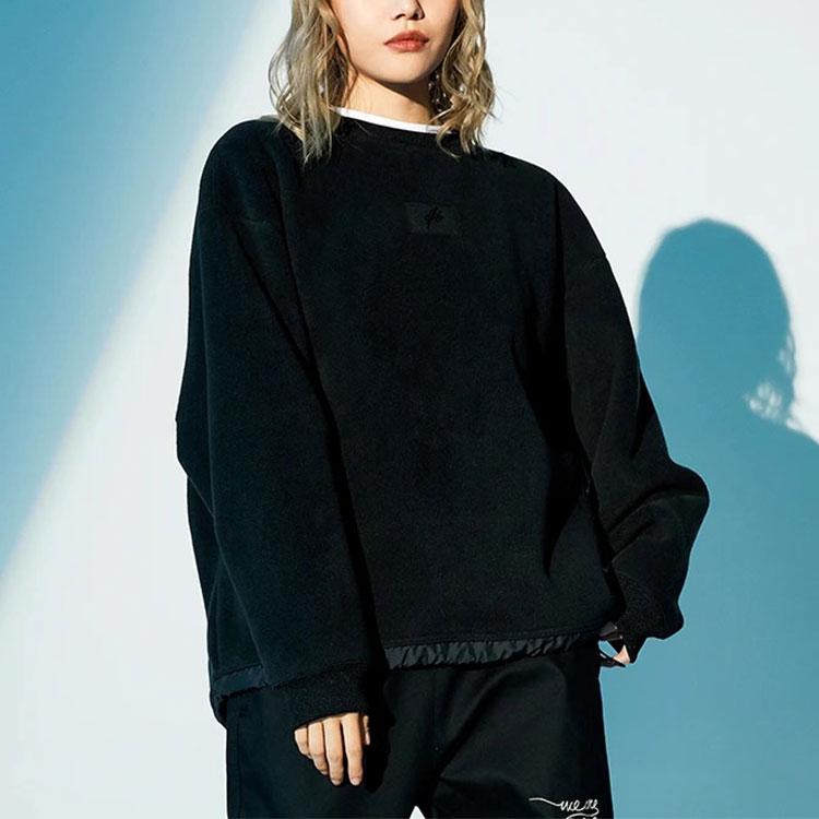 Li Ning X Artist DFT Wade Series Zábavný Vzor Volná Fleecová Teplá Mikina s Kulatým Výstřihem Unisex mikina Černá AWDRE75-1