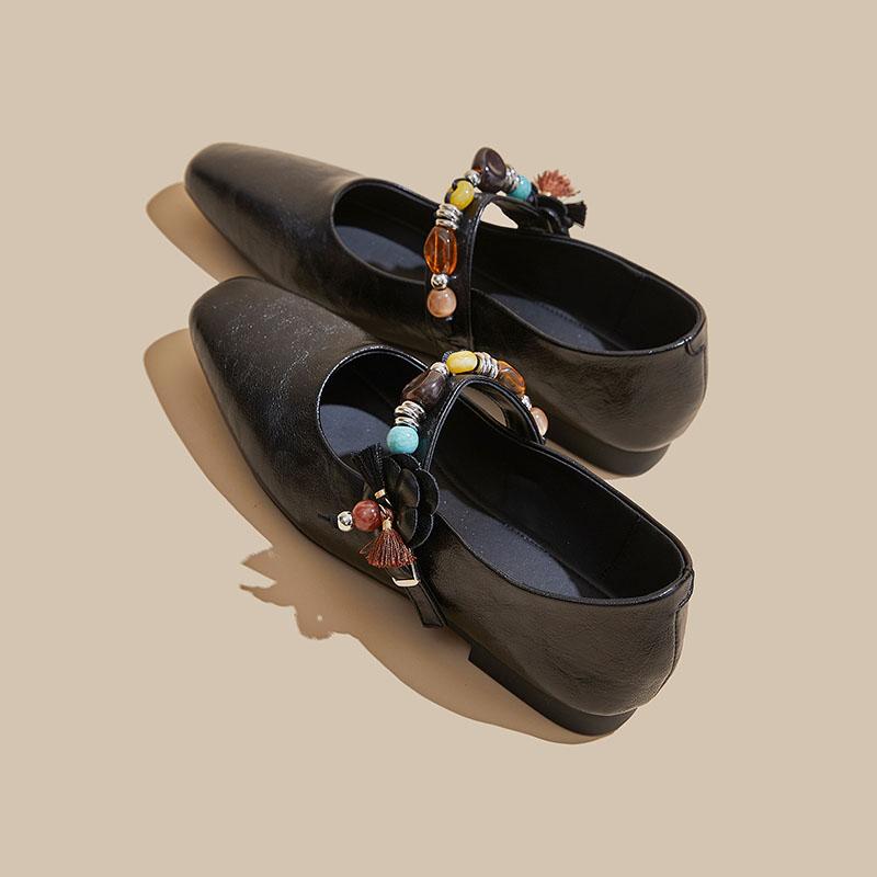 Fashion 2025 New Women's Mary Janes Square-toe, Single-strap Ballet Shoes Women Shoes Large-size Pumps Female Flats