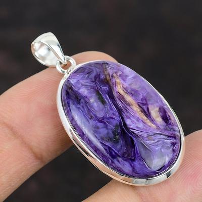 Μενταγιόν Charoite Κορυφαίας ποιότητας μενταγιόν με πολύτιμους λίθους 925 ασημένιο μενταγιόν Charoite χειροποίητο κόσμημα Θεραπευτικό πέτρινο μενταγιόν Δώρα επετείου