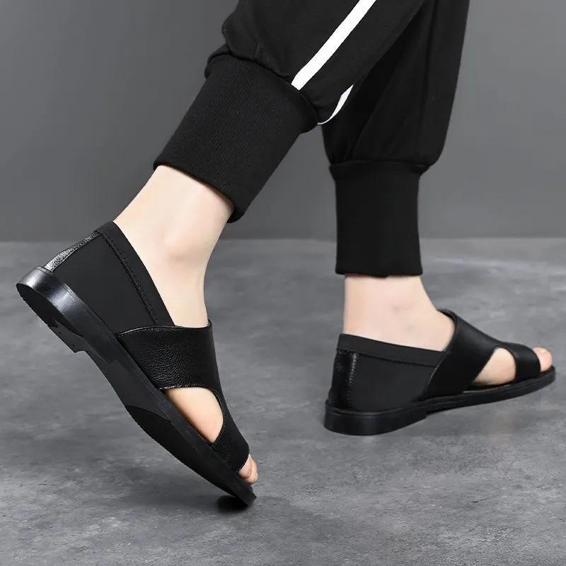 Men's Summer Slip-On Sandals Breathable Soft Sole Anti-Slip Comfortable Beach Casual Shoes PVC Material Lightweight Sandals