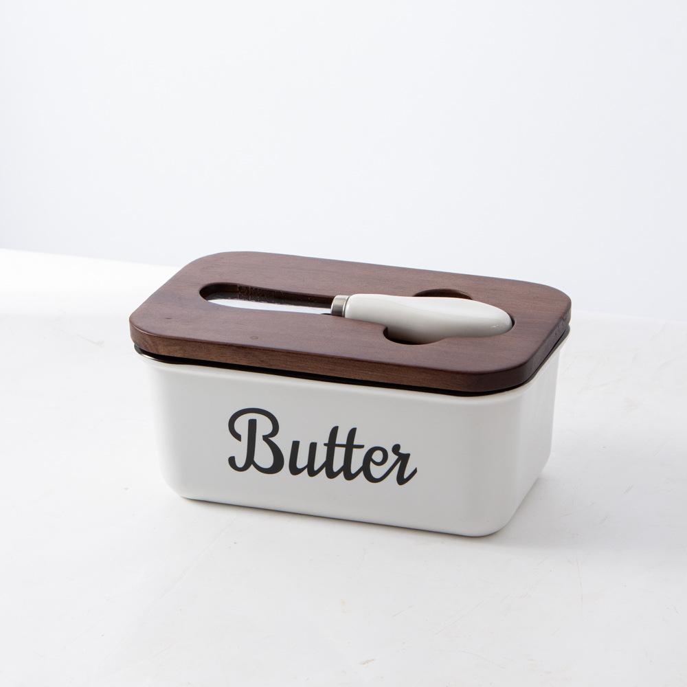 

Simple Ceramic Butter Dish with Lid and Knife Rectangle Home Cheese Container Storage Seal Fresh Box белый