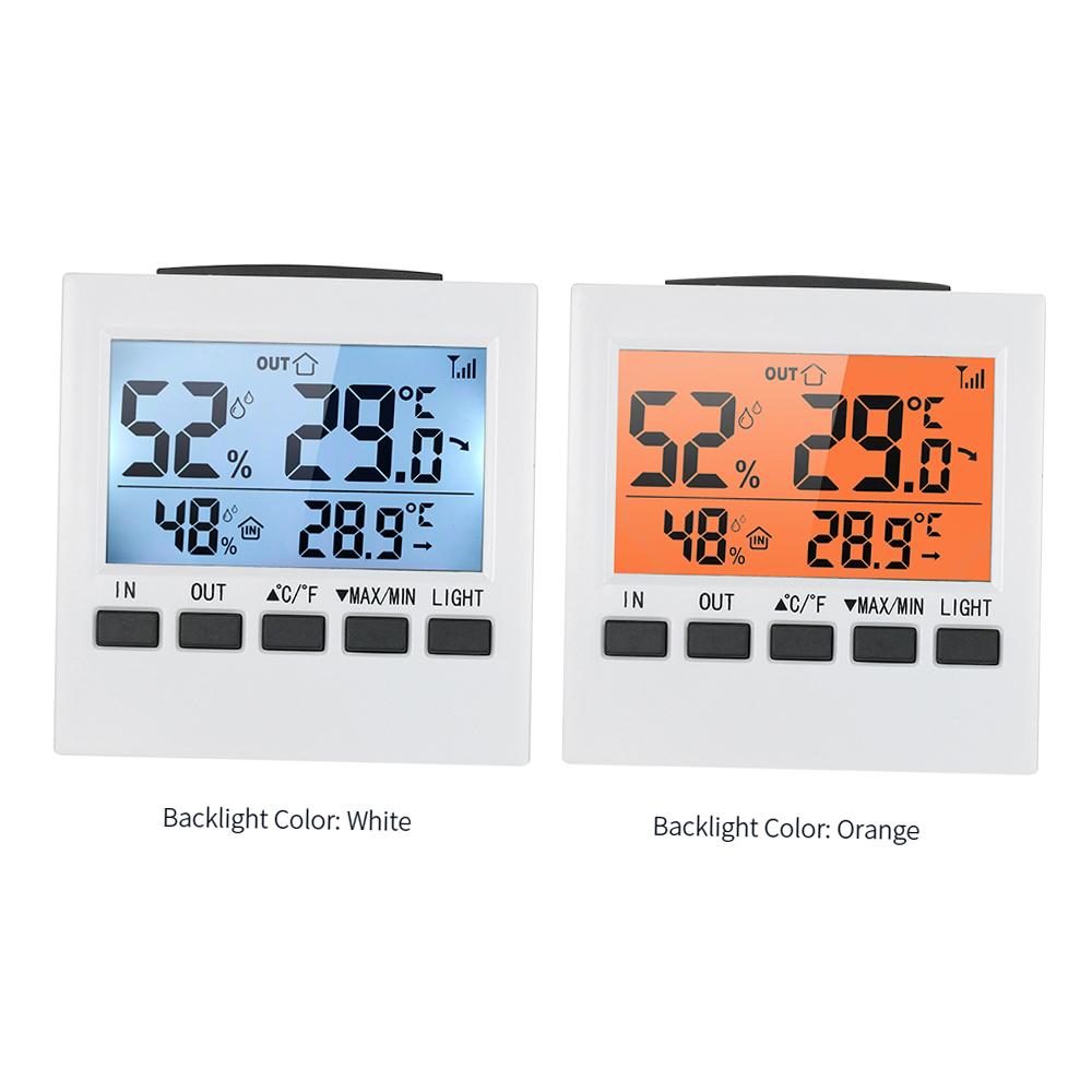 LCD Digital Wireless Indoor Outdoor Thermometer Hygrometer  celsius   Fahrenheit  Temperature Humidity Meter with Max arancione