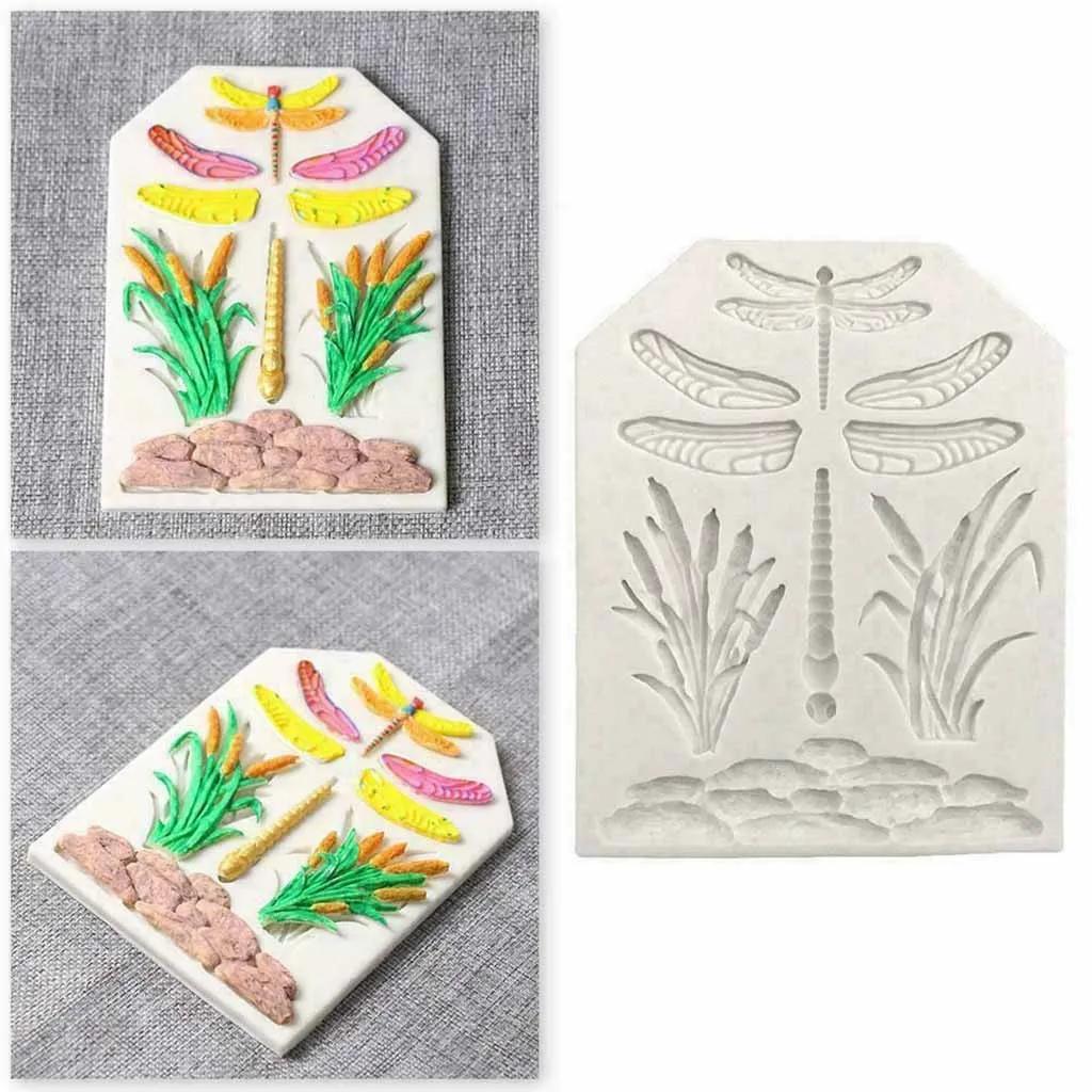 3d Dragonfly Silicone Molds Fondant Craft Flowers Molds Cake Candy Chocolate Decorating Tools Grass Fondant Baking Tools