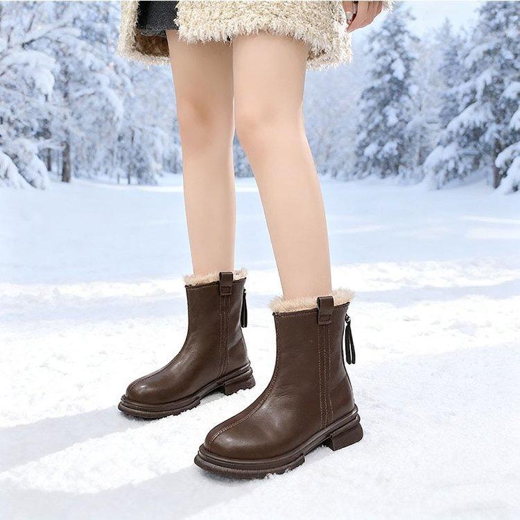 Fashion Cotton Shoes Martin Boots Winter 2025 New Thick Velvet Warm Snow Boots Versatile Thick-soled Velvet Short Boots Women