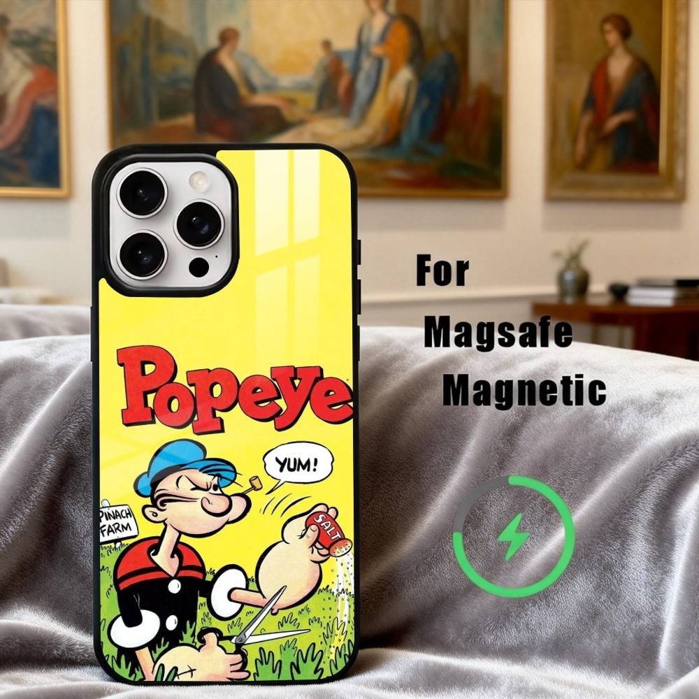 

C-Cartoon C-Character P-Popeye-E Phone Case For iPhone17,16,15,14,13,12,11 Plus,For Magnetic Wireless Charge Cover iPhone16PROMAX