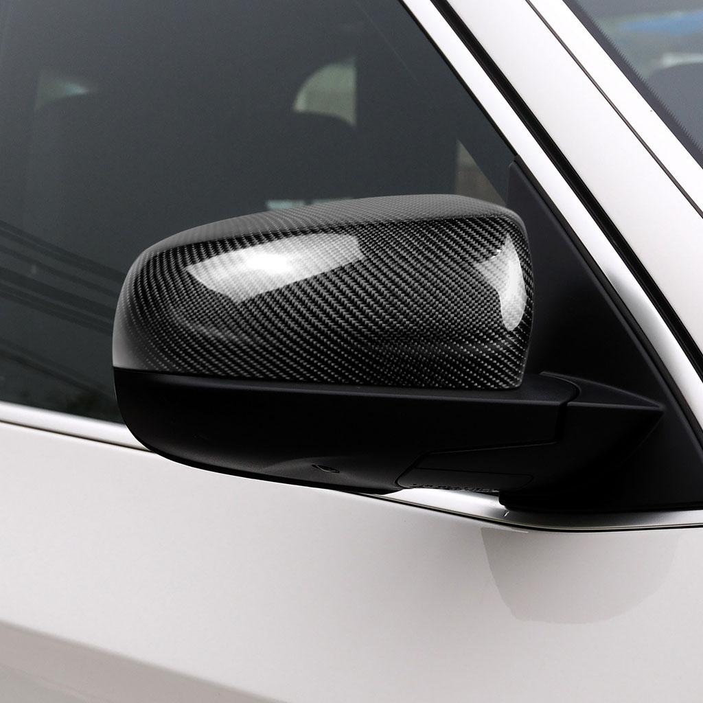 2Pcs Carbon Fiber Rear Door Side Wing Mirror Black Covers Cover Caps For BMW X5 X6 E70 E71 Exterior Parts Replacement