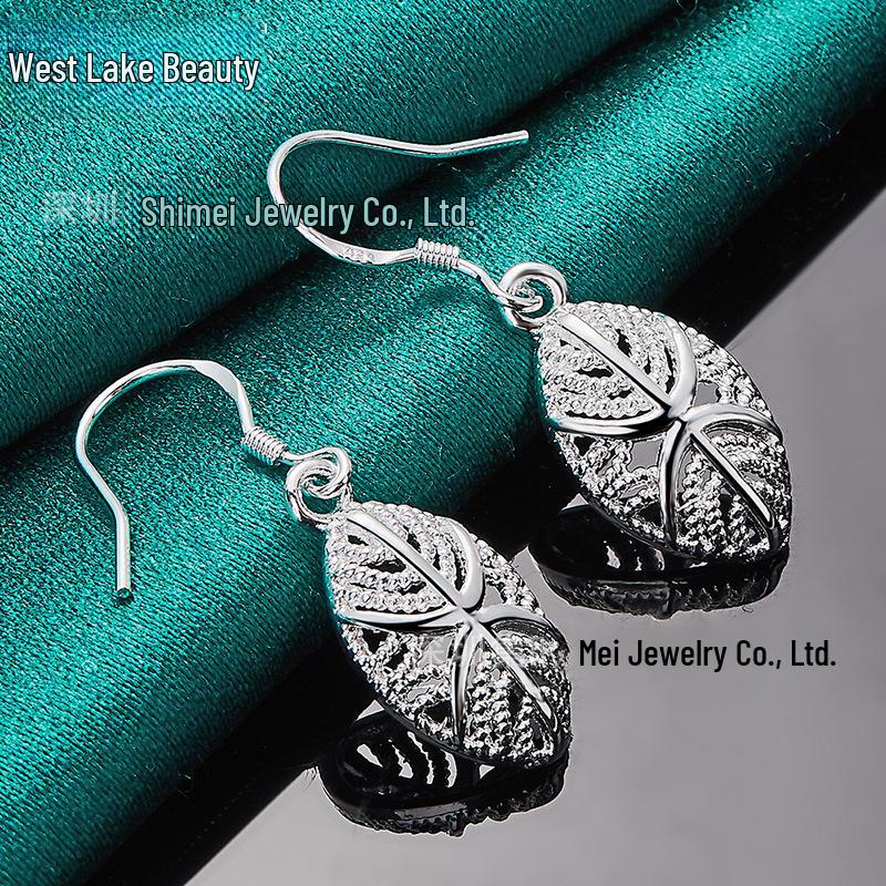 Silver Leaf Tree Hollow Earrings for Women