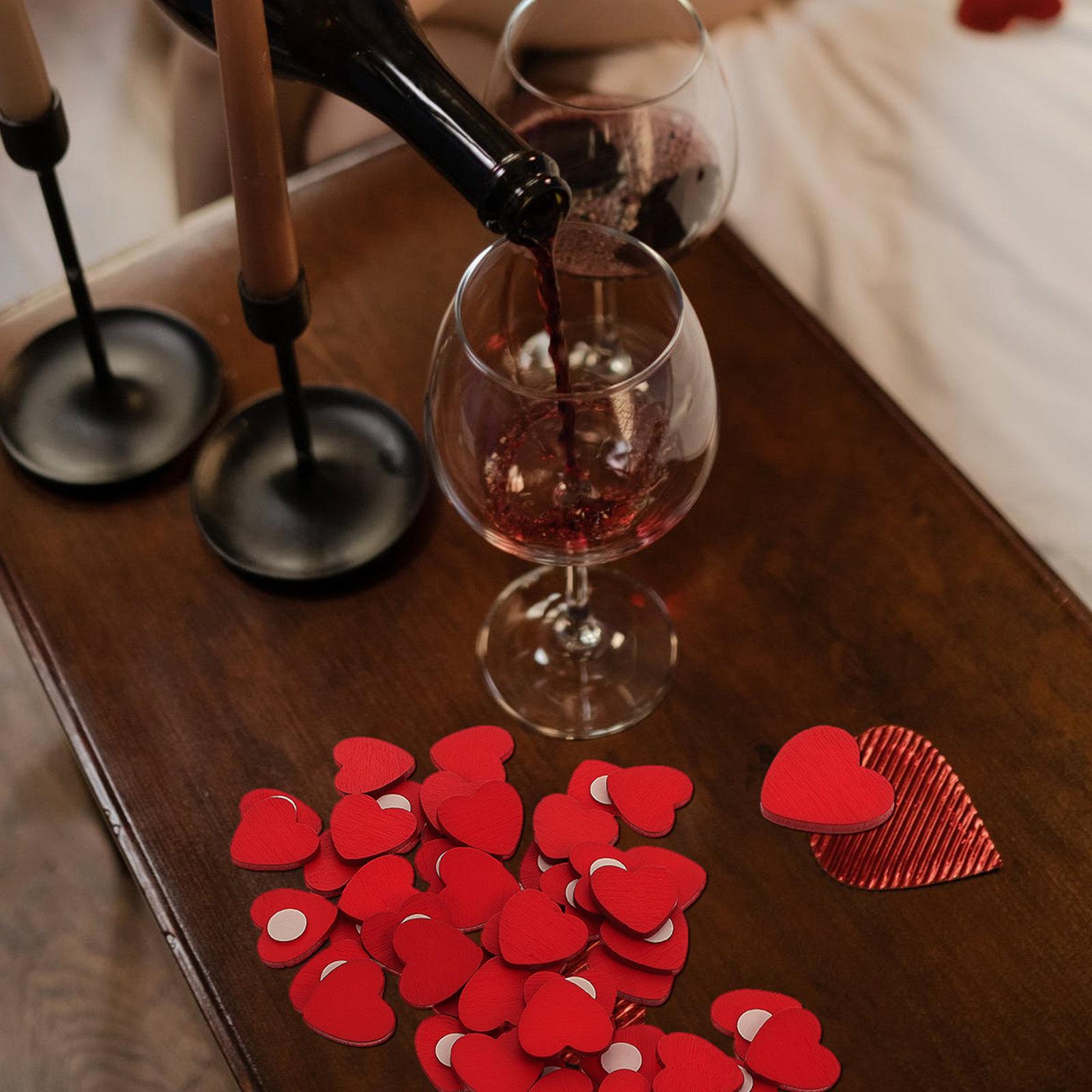 

50Pcs Manual Heart Shaped Wooden Stickers Eco-Friendly Light Supple Adhesive Craft Decor for Valentine s Day Wedding Anniversary 1.3X1.3cm