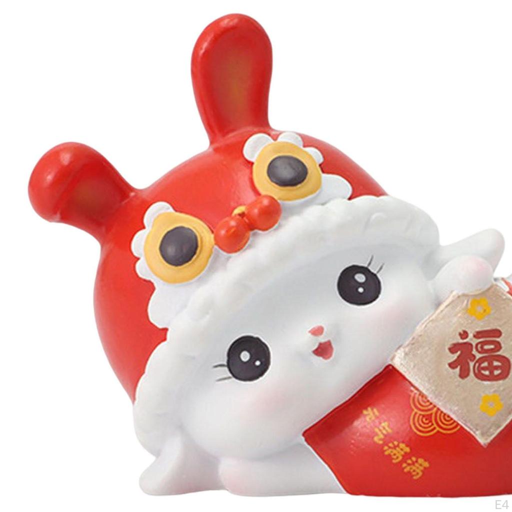 Bunny Sculpture Decoration Desk Tabletop Resin Crafts Homes Spring Festive Chinese Animal Statues