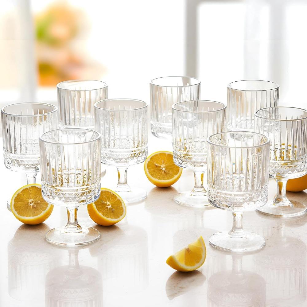 6pcs Mini Vintage Goblet Glasses Small Water Goblets Clear Wine Cups Bulk Cocktail Glasses for Wedding Dining Birthday Guest Gift