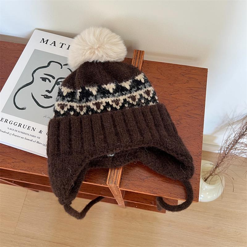 Căciulă tricotată coreeană cu pompon pentru copii - Protecție caldă pentru urechi pentru băieți și fete