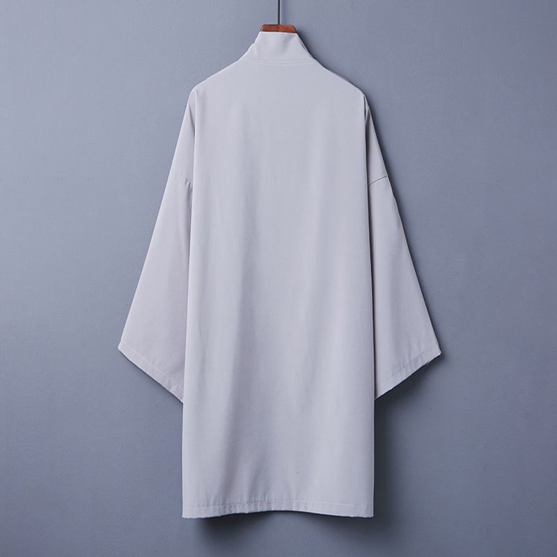 Pánské dlouhé jednobarevné japonské kimono pončo letní ležérní volné dámské yukata haori plážová černá košile hiyoshi